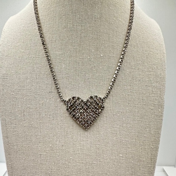 Vintage Rhinestone Heart Necklace and Chain - Picture 5 of 9
